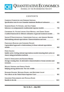 Cover of Quatitative Economics Vol. 12, No. 3